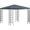 Gartenpavillon 3 x 3 m Pavillon Gartenzelt Partyzelt mit led Lichtern Stahl Polyester grau
