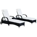 Rattan Sonnenliegen mit Tisch grau