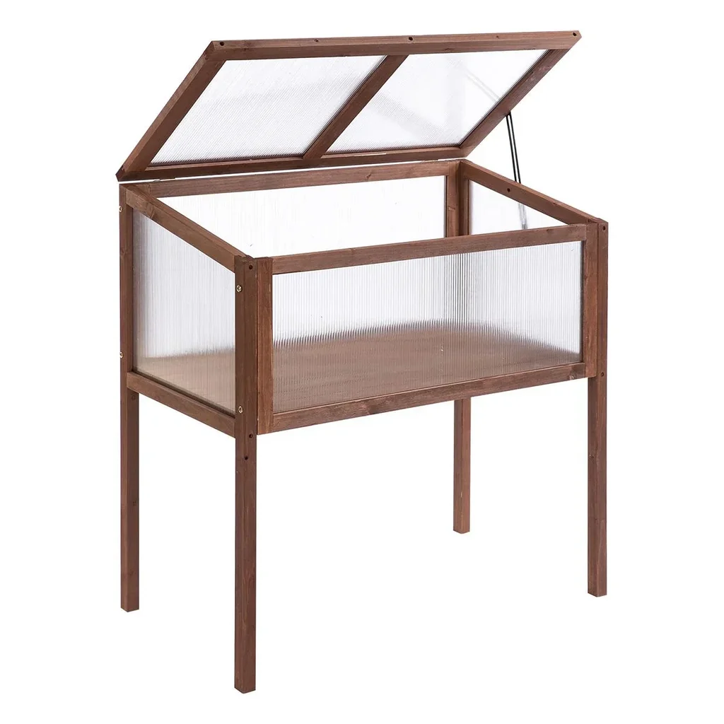Hochbeet aus Holz Frühbeet Gewächstisch Kräuterbeet Pflanzkasten für Garten, Balkon und Terrasse Braun Tannenholz PC-Pla