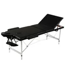 Klappbare Massageliege 3 Zonen mit Aluminiumrahmen (schwarz)