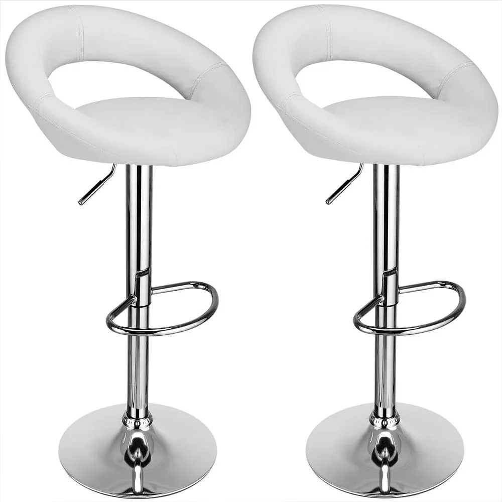2er-Barhockerset mit Metallrahmen - weiß