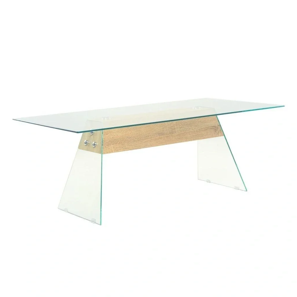 Couchtisch 110x55x40 cm MDF und Glas Farbe Eiche