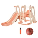 3 in 1 Spielturm mit Kinder Rutsche Basketballkorb Schaukel Leiter Spielzeug Gartenrutsche Babyrutsch für 18 Monate-5 Ja