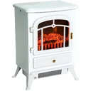 Elektrokamin Kaminofen Flammeneffekt Metall Glas Weiß L42 x B28 x H55 cm