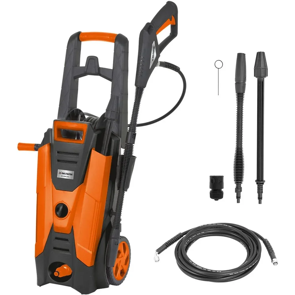 Deltafox Hochdruckreiniger - 2100W - max. Druck 150 bar - 6m Schlauch und 5m Kabel - 35x33x62cm