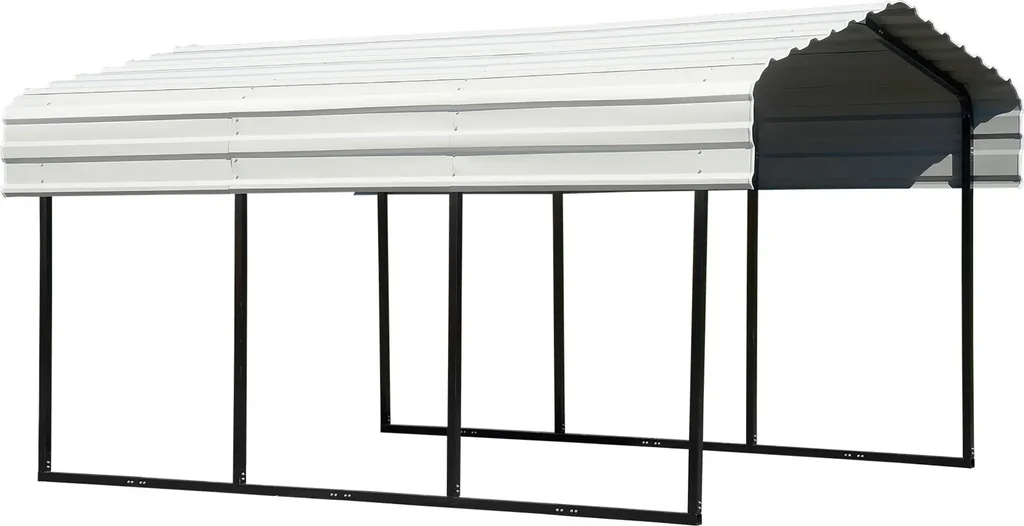 Stahlcarport und Autogarage Venedig grau/schwarz, 465x305x250 cm