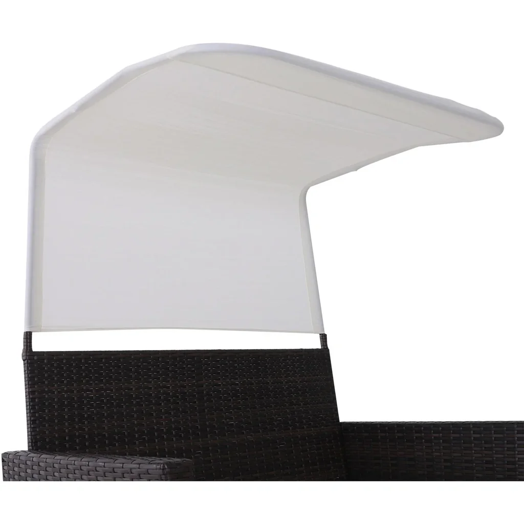 2-tlg, Gartensofa Gartenmöbel Lounge Gartenset Rattanmöbel Braun Polyrattan 1 x Hocker mit Sonnendach