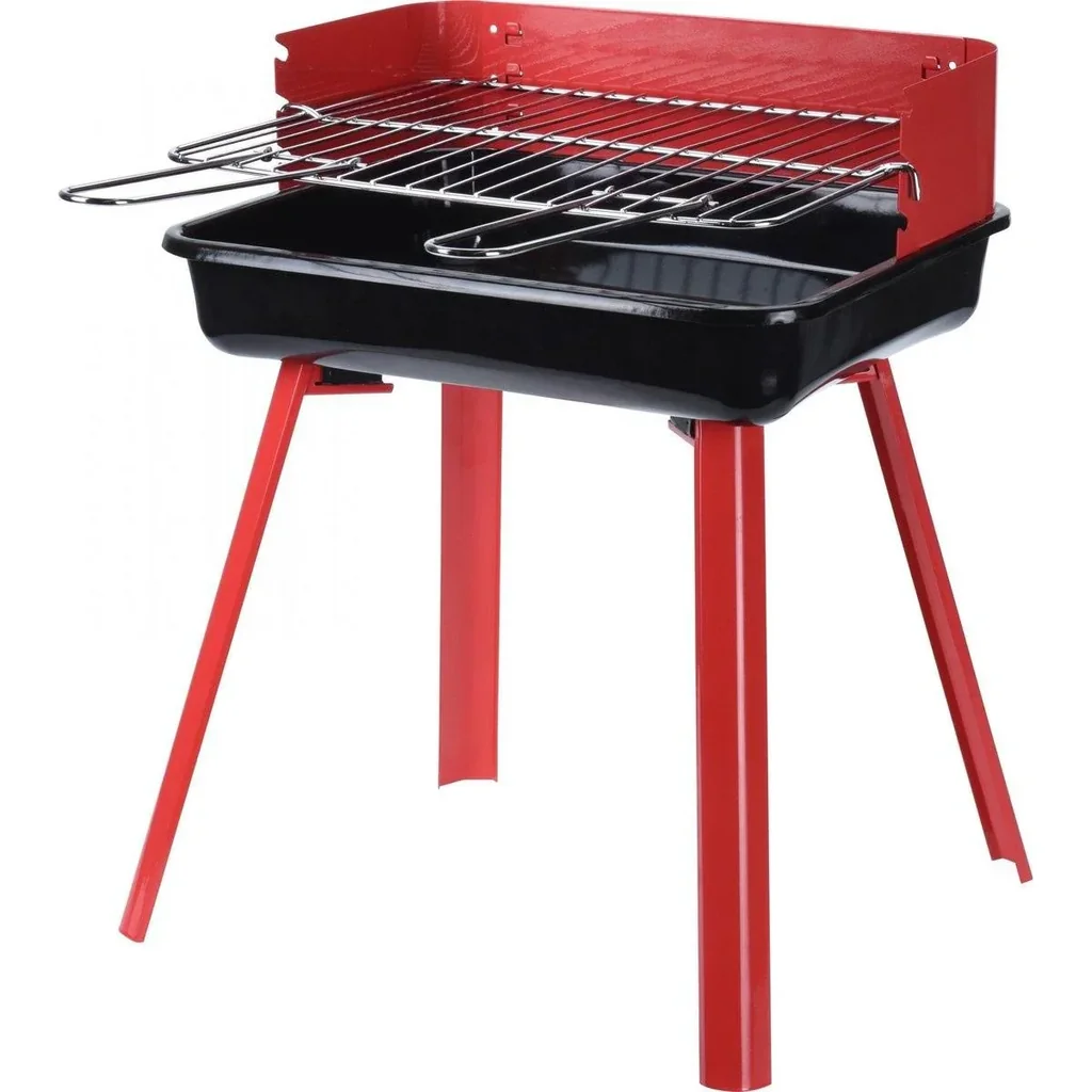 BBQ Holzkohlegrill - Grillfläche 33 x 26 cm - Rot - Kompakt