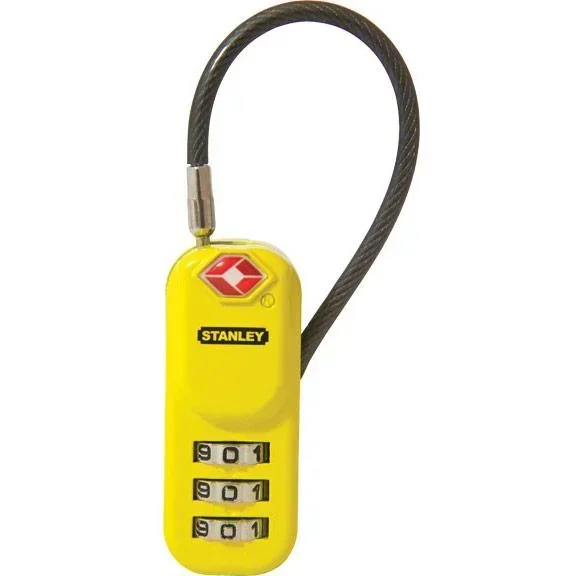 Vorhängeschloss für Reisegepäck - Zink - 20 Mm - 3 Zahlen - mit Kabel - Gelb