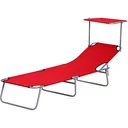 Sonnenliege Gartenliege Wellnessliege Strandliege klappbar mit Sonnenschutz Rot