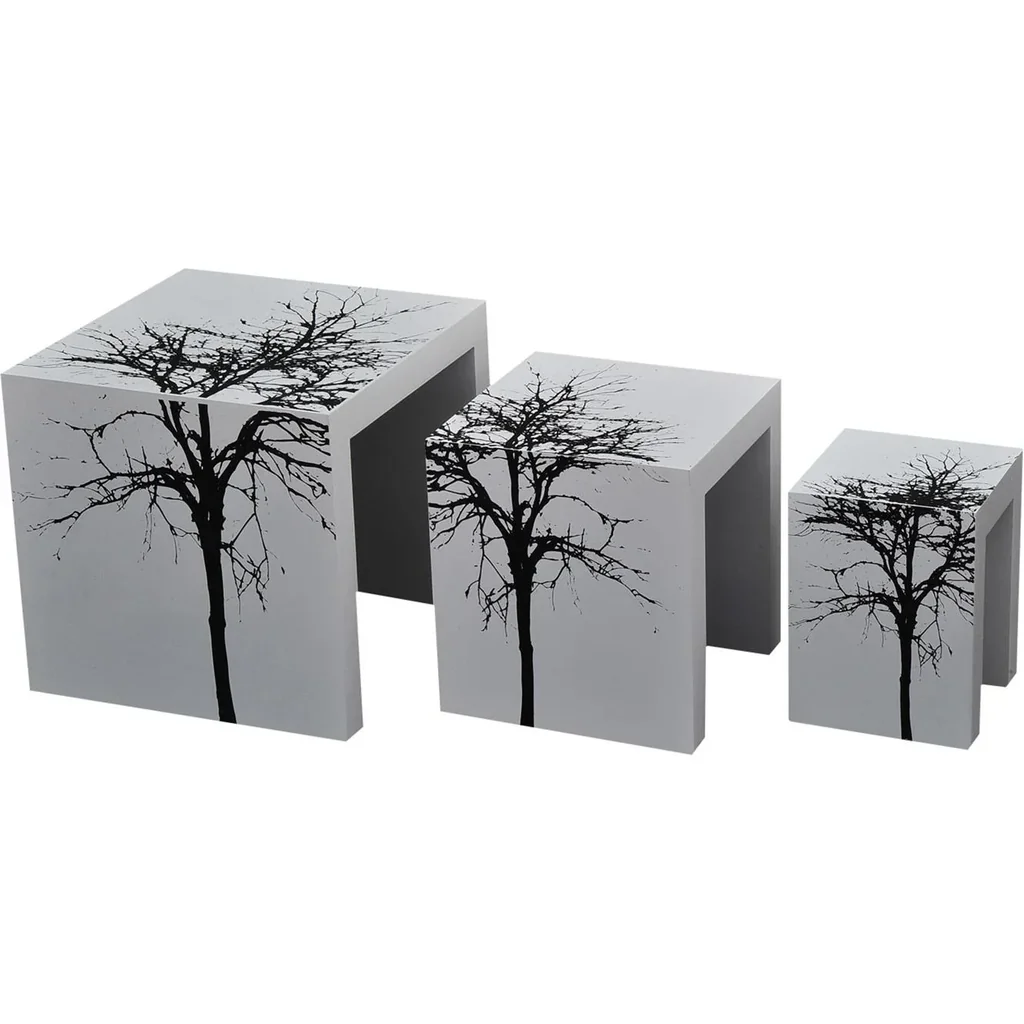 3er Set Beistelltisch Satztische Couchtisch Holz Tisch lackiert gebogen