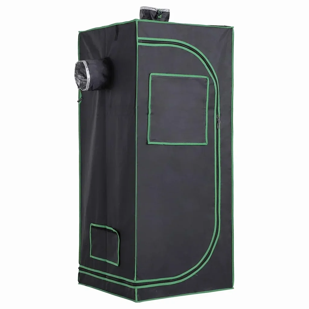 Growbox Growzelt Growschrank Gewächshaus Zuchtschrank Pflanz 600D Oxford Tuch Stahl Schwarz+Grün 60 x 60 x 140 cm