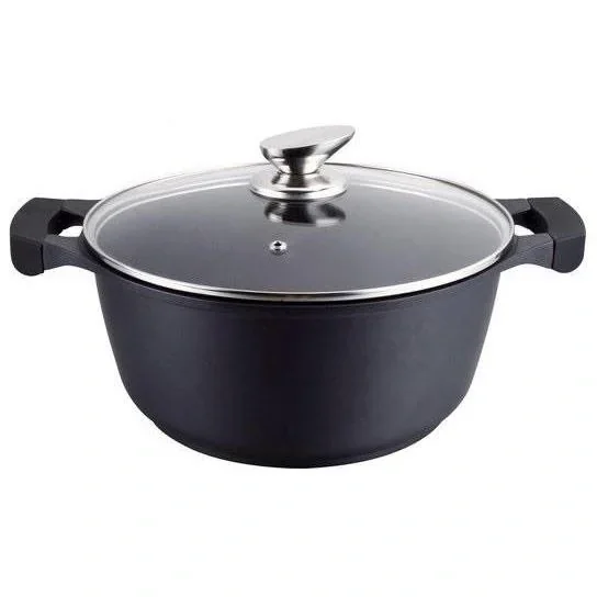 Kasserolle - mit Glasdeckel - 24 cm - Schwarz