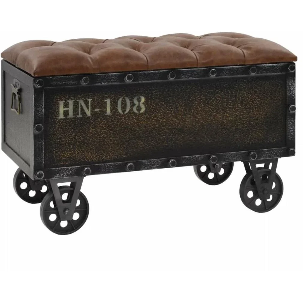 Ablagebank 80,5x41x50 cm Massivholz und Kunstleder