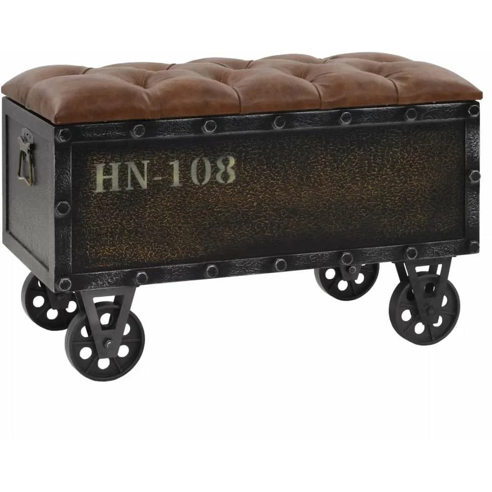 Ablagebank 80,5x41x50 cm Massivholz und Kunstleder