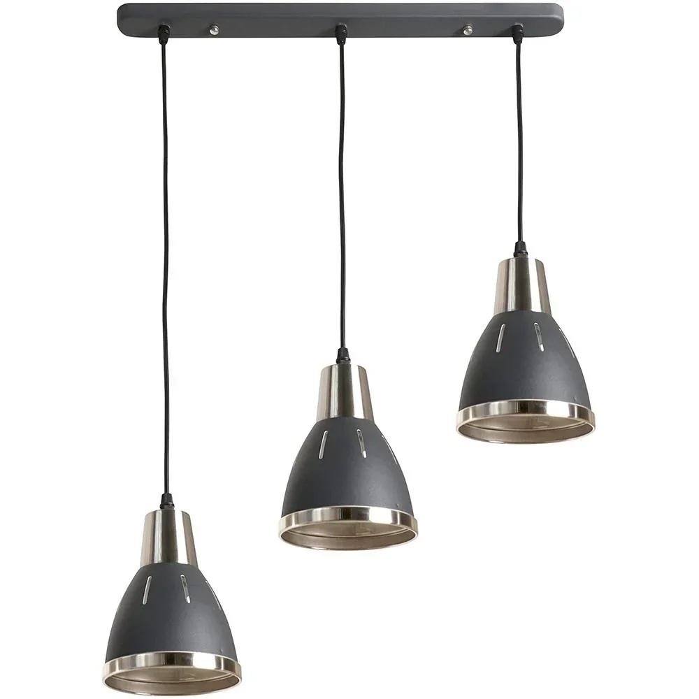 3er Hängeleuchte Deckenstrahler Industrie Vintage E27 40W Küche Bar Metall schwarz ?13 x H16 cm (ohne Birne)