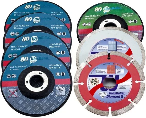Trennscheiben Satz 115 mm - 7 tlg. - für Metall, Steine und Fliesen