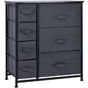 Schubladenschrank Aufbewahrungsschrank mit faltbaren 7 Stoffschubladen Metallgestell + Holz + Leinen Grau 63,5 x 30 x 71