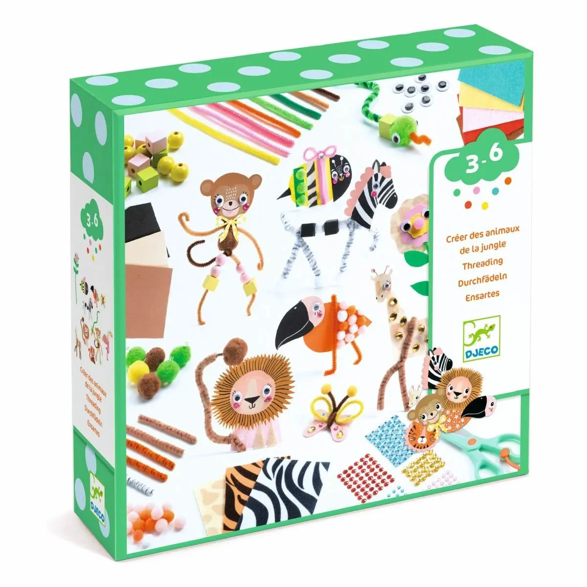 Djeco Bastelset, Kreativitätsset, Kreativbox - Dschungeltiere
