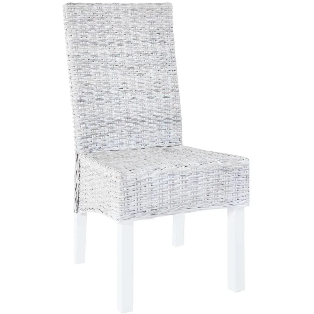 Esszimmerstühle 2pcs kubu rattan und mango holz grau