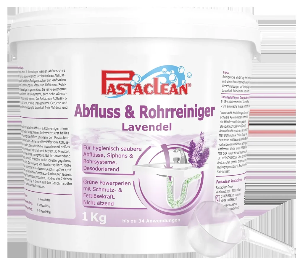 Abfluss- und Rohr-Reiniger, Pulver mit Lavendel-Duft, 1 kg