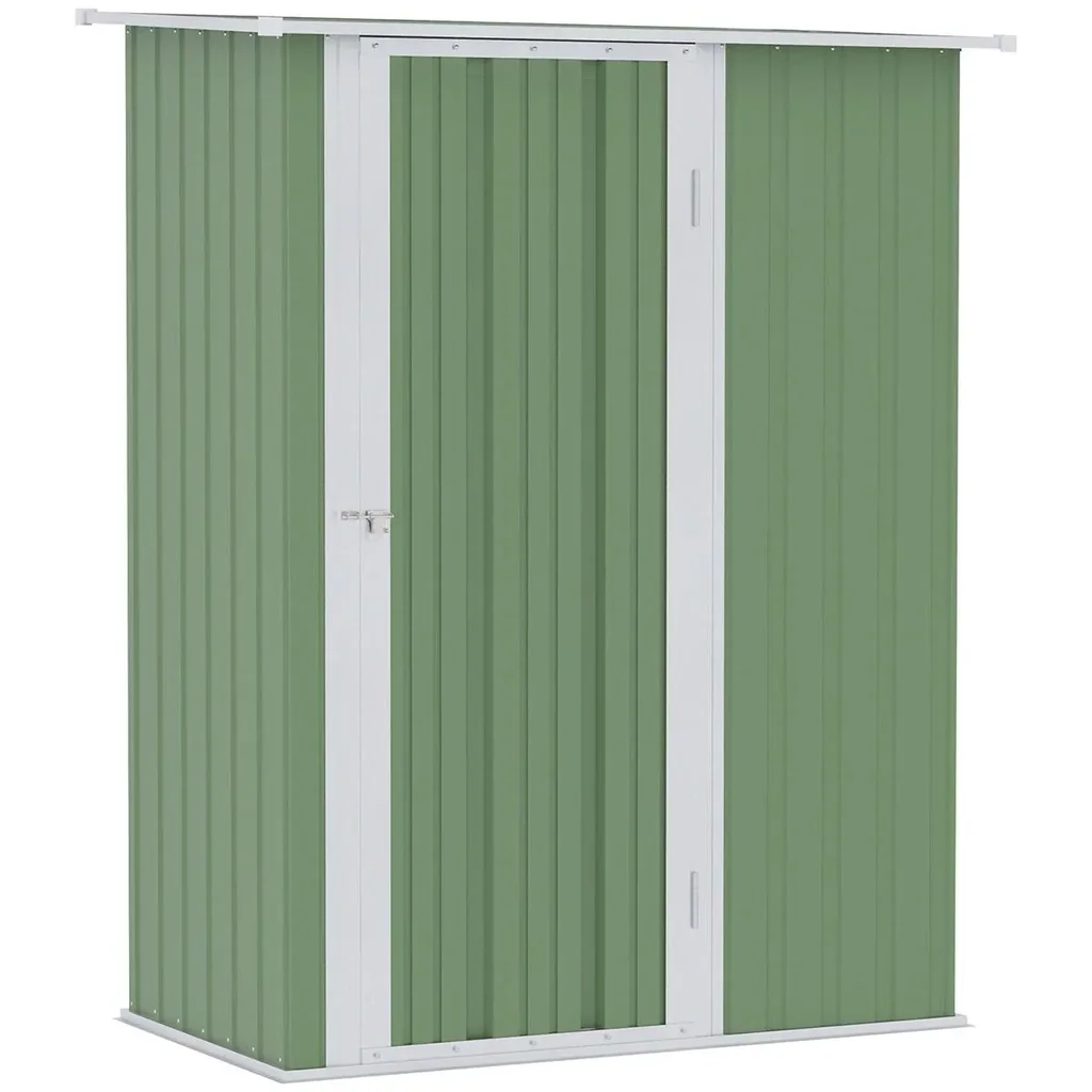 Gerätehaus Gartenhaus Geräteschuppen mit Tür Outdoor Stahl Grün 142 x 84 x 189 cm