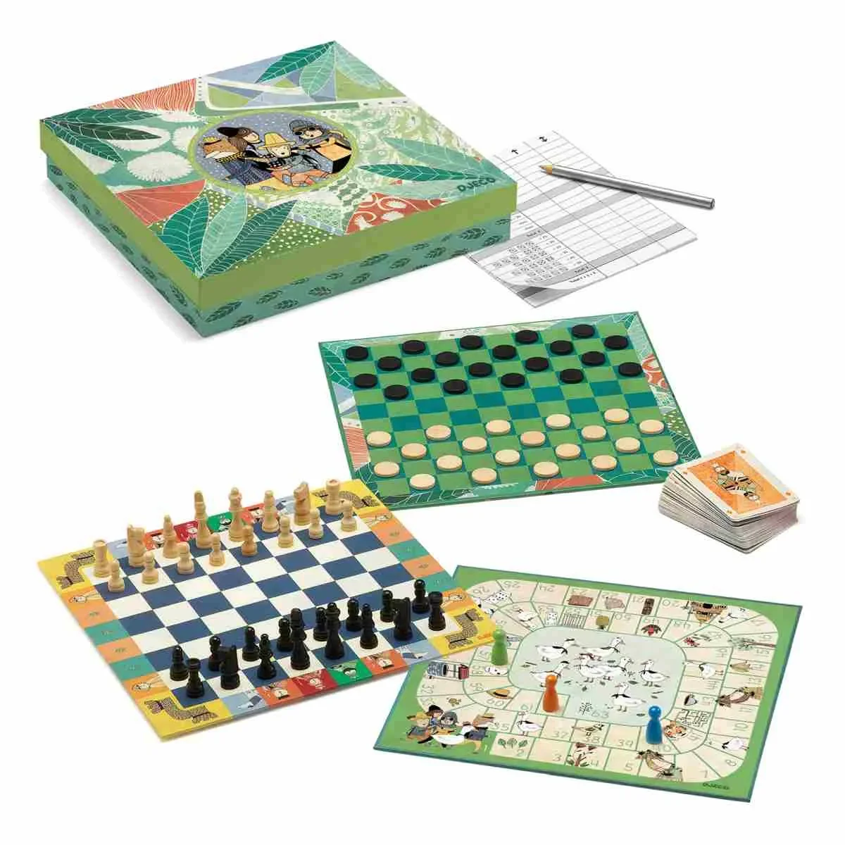 Djeco Brettspiele, Gesellschaftsspiel, Klassische spiele - Spielesammlung 20 klass. Spiele