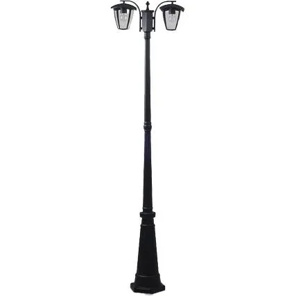 VT-739 Gartenmast im Freien - 2 Köpfe - klassischer Laternenmast - 199 cm - E27 Beschlag - Aluminium