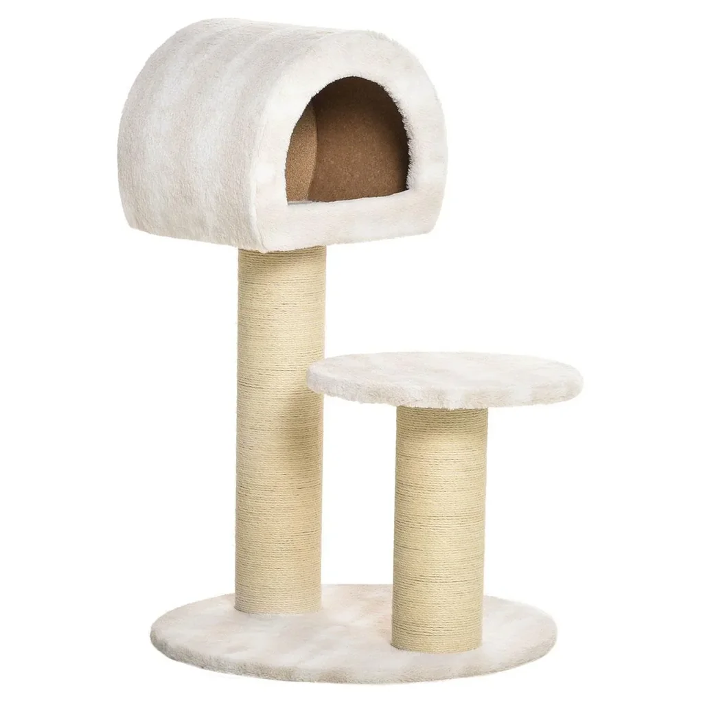 Katzenkratzbaum Katzenspielzeug Kletterbaum Sisal Polster Liegefläche mit Ball Spanplatte samtartiges Polyester Sisal Be