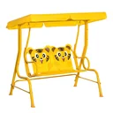 Kinderschaukel 2-Sitzer mit verstellbarem Sonnendach für 3-6 jährige Kinder Metall gelb 110 x 74 x 113 cm