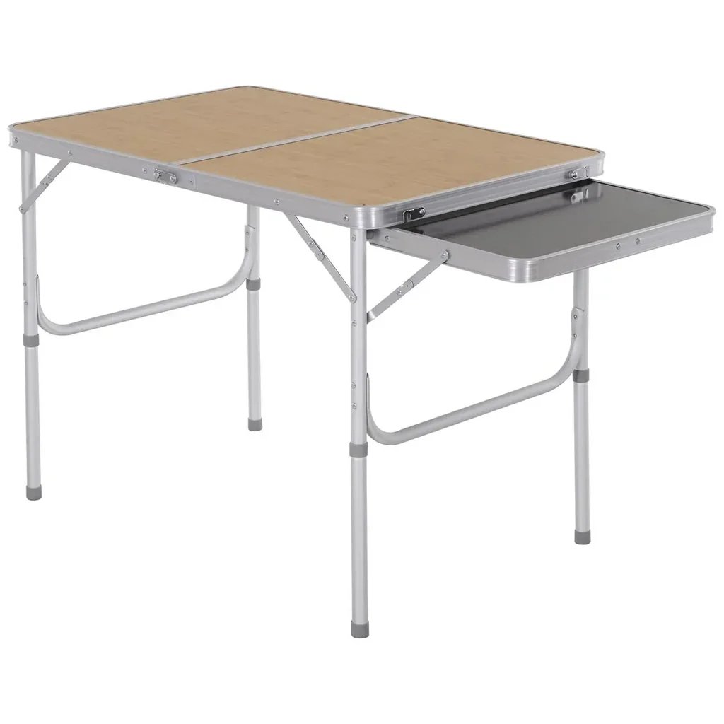 Campingtisch mit seitlicher Tischplatte hellbraun/schwarz