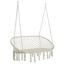 Hängesessel Hängestuhl 2-Sitzer Boho-Stil Makramee-Netzmuster mit Aufhängen Deckenhaken für Veranda unter Bäumen Garten