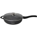 Bratpfanne - mit Deckel - Grillpfanne - Marmorbeschichtung - 28 cm - Schwarz