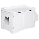 Katzentoilette mit Regal Katzenhöhle Katzenhaus Katzenschrank Versteck und Abdeckung für Katzentoilette Weiß MDF