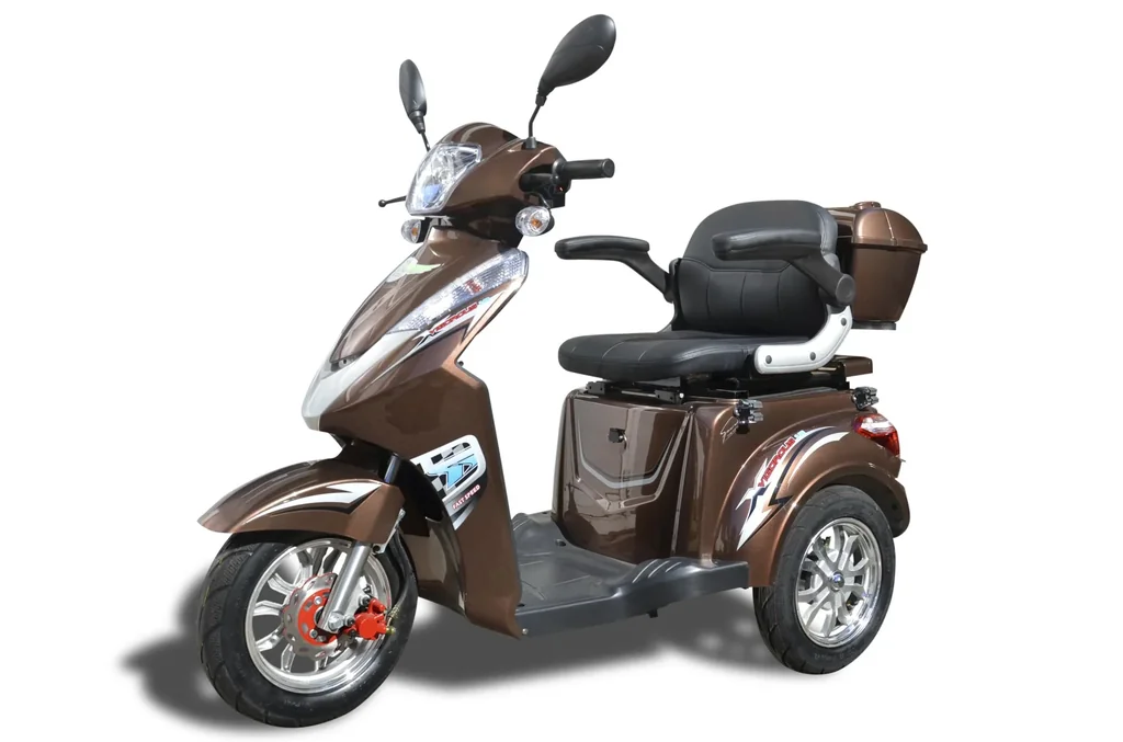 Elektro Dreirad braun - herausnehmbarer Li-Io Akku 30 Ah - 25 km/h - Seniorenmobil