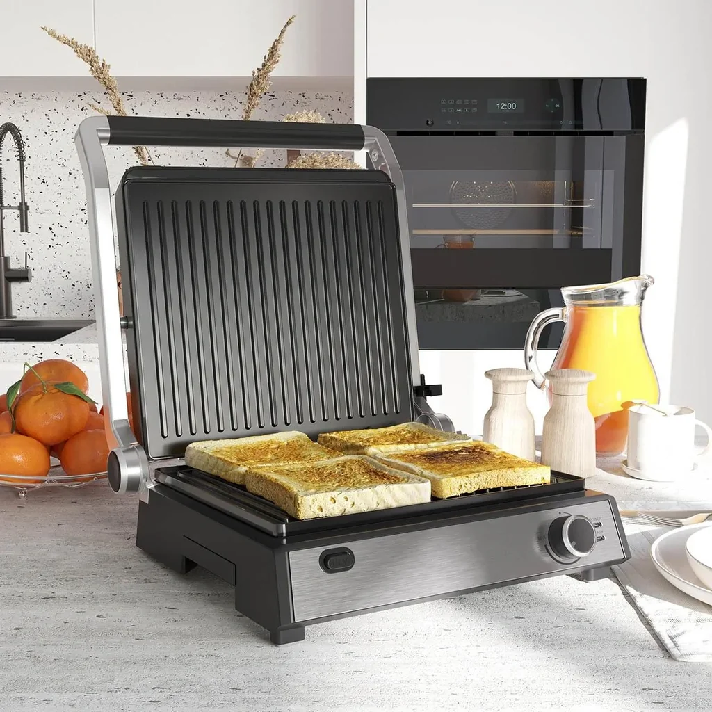 Kontaktgrill - Silber/Schwarz - 36,6 x 35,7 x 16,2 cm