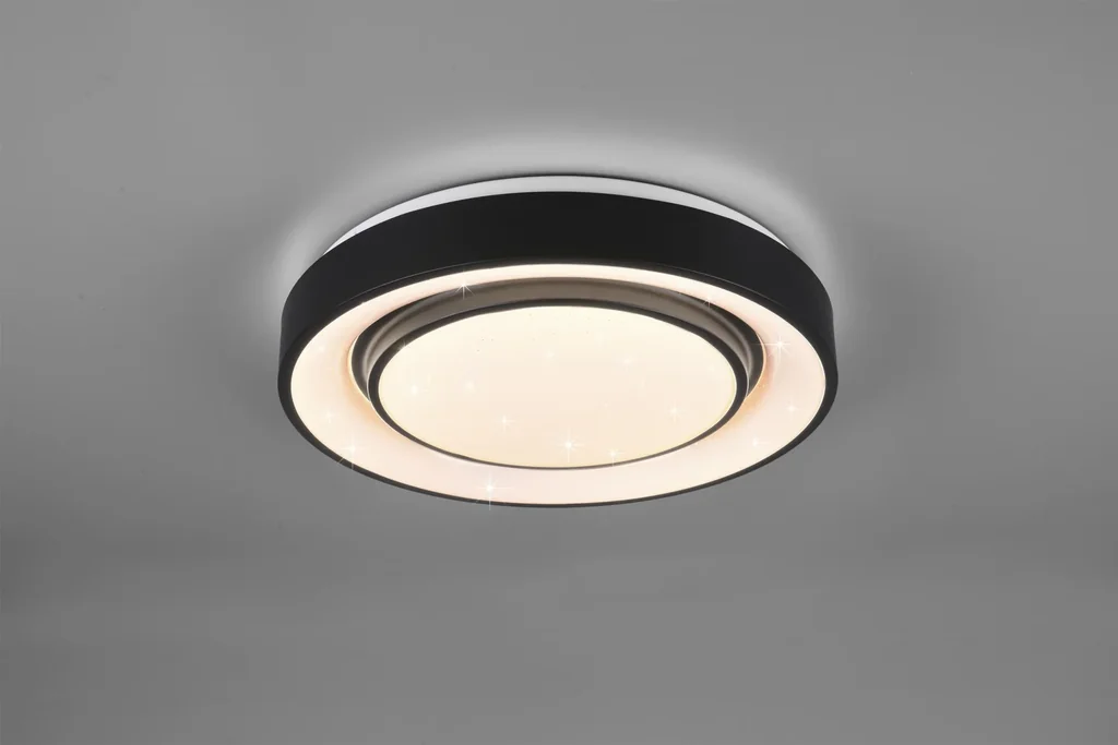 LED-Deckenleuchte MONA, 20 W, 3000-6000K, 2400 lm, RGB, Alu schwarz matt, Kunststoff weiß