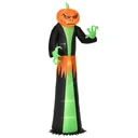 Aufblasbar Kürbis Halloween Dekoration Selbstaufblasend Gespenst mit LED Polyester Grün+schwarz 100 x 96 x 270 cm