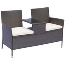 Polyrattan Gartenbank Gartensofa mit Tisch 2-Sitzer Stahl