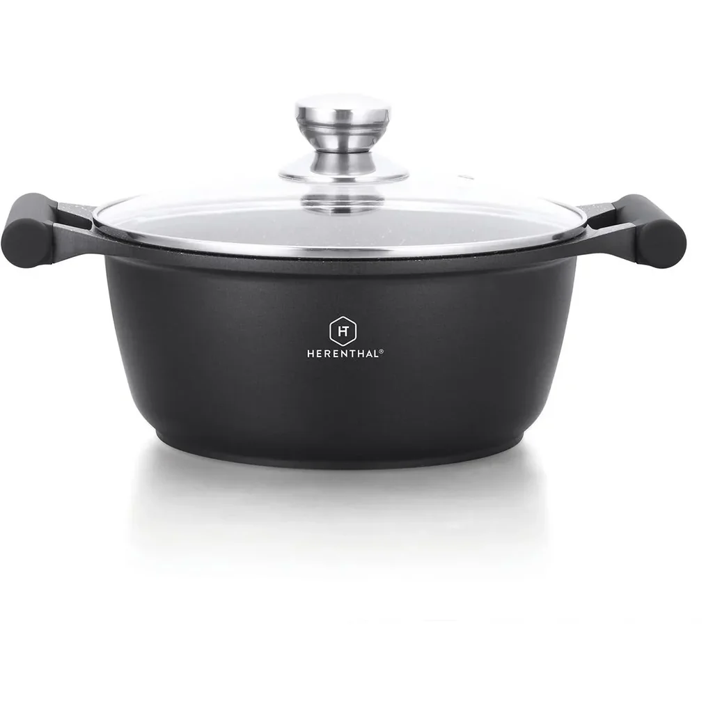 Herenthal Bratpfanne - Marmorbeschichtung - Mit Glasdeckel- 24cm