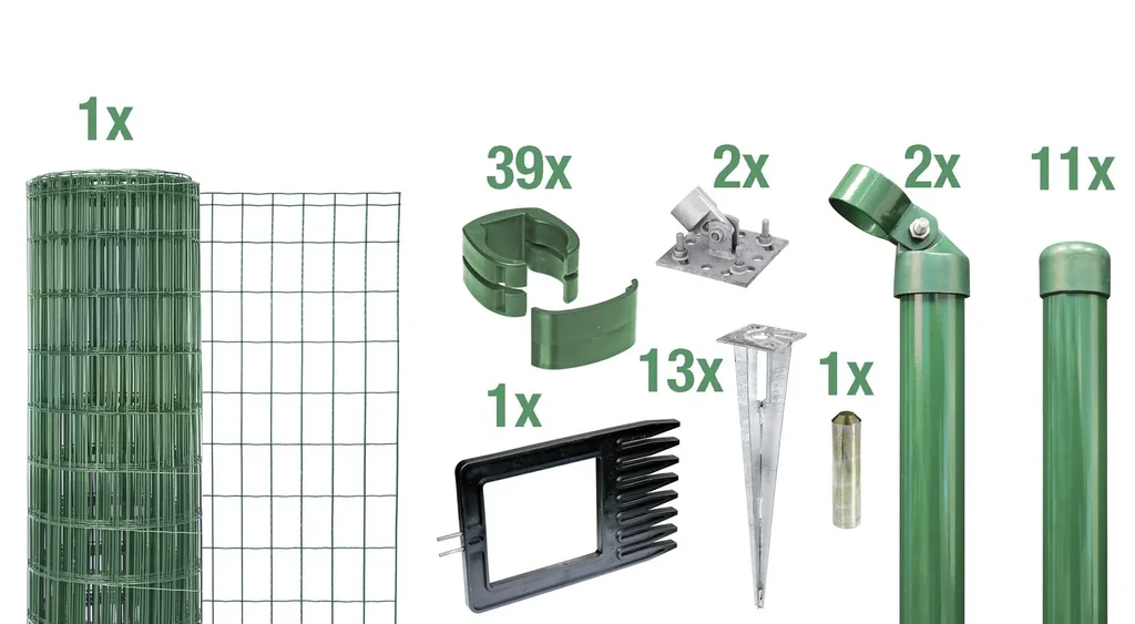 Fix-Clip Pro als Zaun-Komplettset, mit Einschlagbodenhülse, grün, Höhe 153 cm, Länge 25 m
