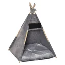 Haustierzelt Katzenhaus Hundezelt Katzenbett Katzenzelt mit weichem Kissen Plüsch Filz maschinenwaschbar Grau 58 x 58 x