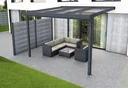 Terrassendach Premium, anthrazit, 3094 x 3060 mm - Acryl Stegplatten 16mm, klar
