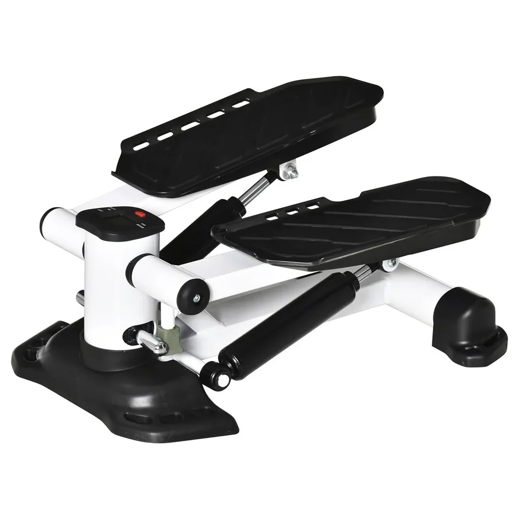 Mini Stepper Minifahrrad Fitness Heimtrainer LCD-Bildschirm mit zwei großen Pedalen Metall ABS Weiß+Schwarz 48 x 34 x 21