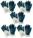 Baumwoll-Arbeitshandschuhe mit blauer Nitril-Beschichtung Gr. 10,5, 5 Paar