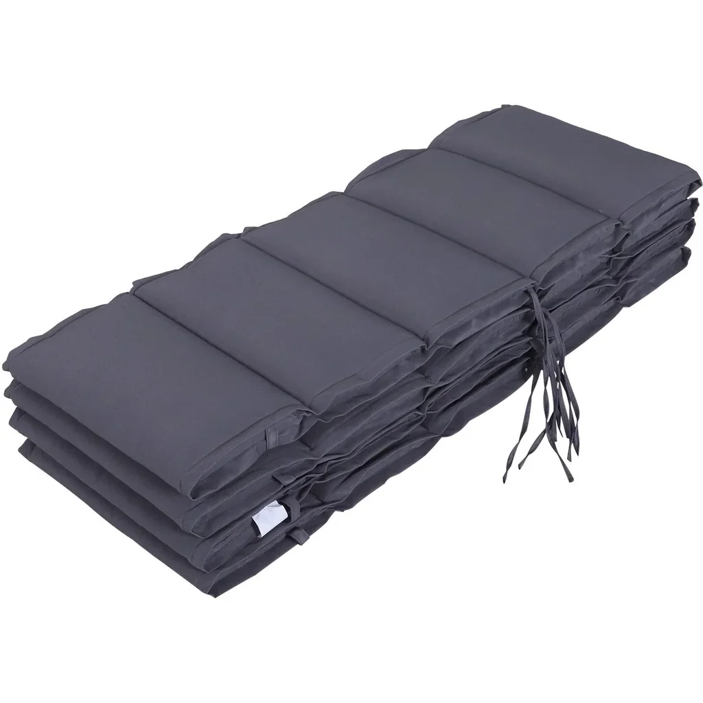 4er-Set Liegenauflage Liegenpolster Gartenliege faltbar 5 Segmente Polyester + Baumwollfaser Grau 118 x 48 x 4,5 cm