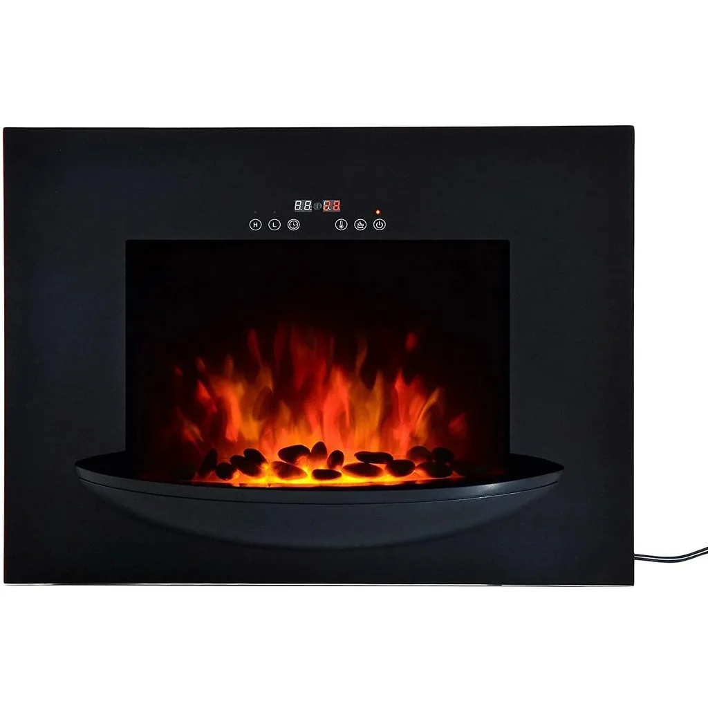 Elektrokamin Wandkamin 1800 Watt 7 Farben LED Flammenillusion Schwarz