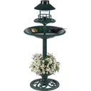 Vogeltränke mit Pflanzgefäß - Futterautomat - Solar-LED-Beleuchtung - 50 x 140 - Antique Green