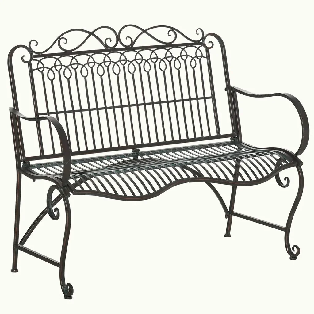 2-Sitzer Gartenbank Edelstahl antik Design 110 x 60 x 97 cm