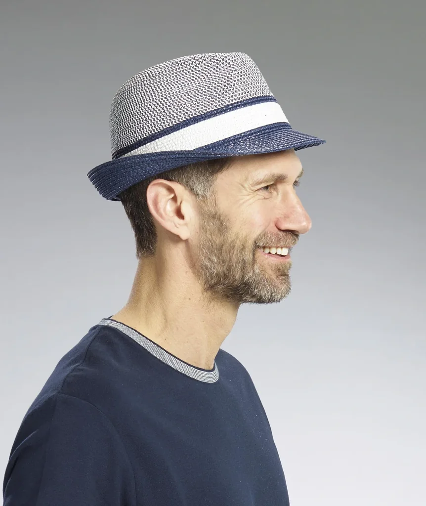 Hut "Trilby" Farbe marine/weiß, Gr.58